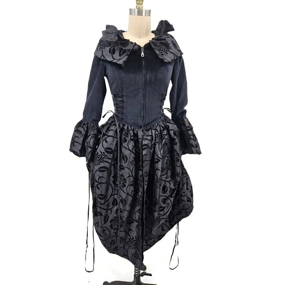 Victorian Choice Black Renaissance Velvet Bodice Dress Womens S Brocade Jacket